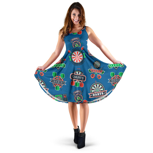 Darts Pattern Print Design 02 Sleeveless Midi Dress