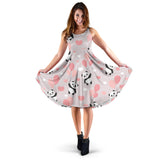 Cute Panda Ballon Heart Pattern Sleeveless Midi Dress