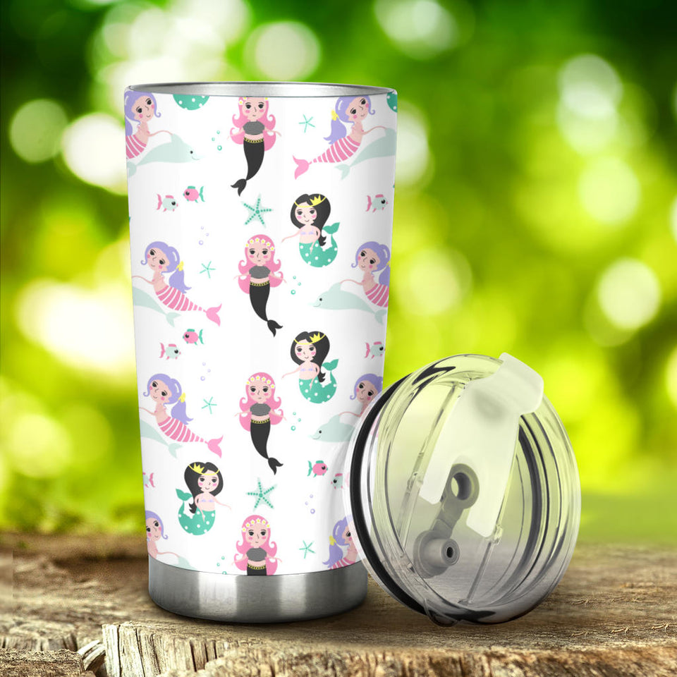 Cute Mermaid Dolphin Fish Starfish Pattern Tumbler