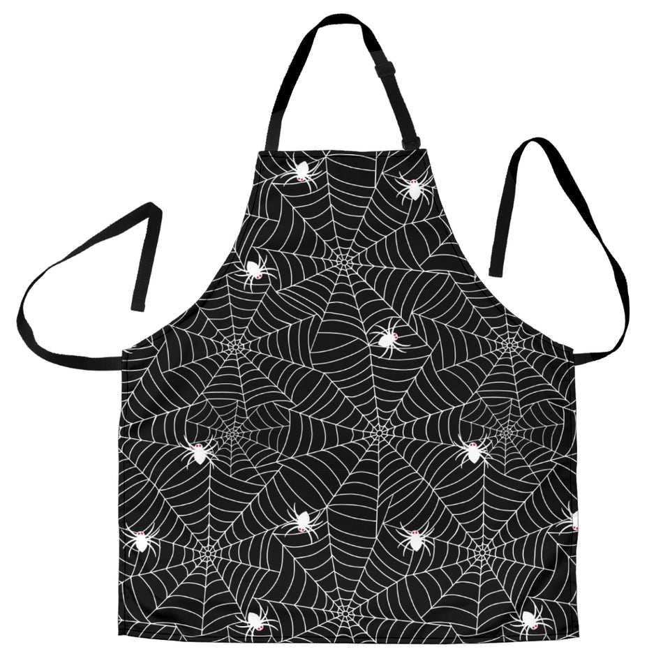 Spider Web Design Pattern Black Background White Cobweb Adjustable Apron