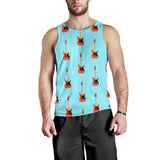 electric guitar pattern light blue background Men Tank Top