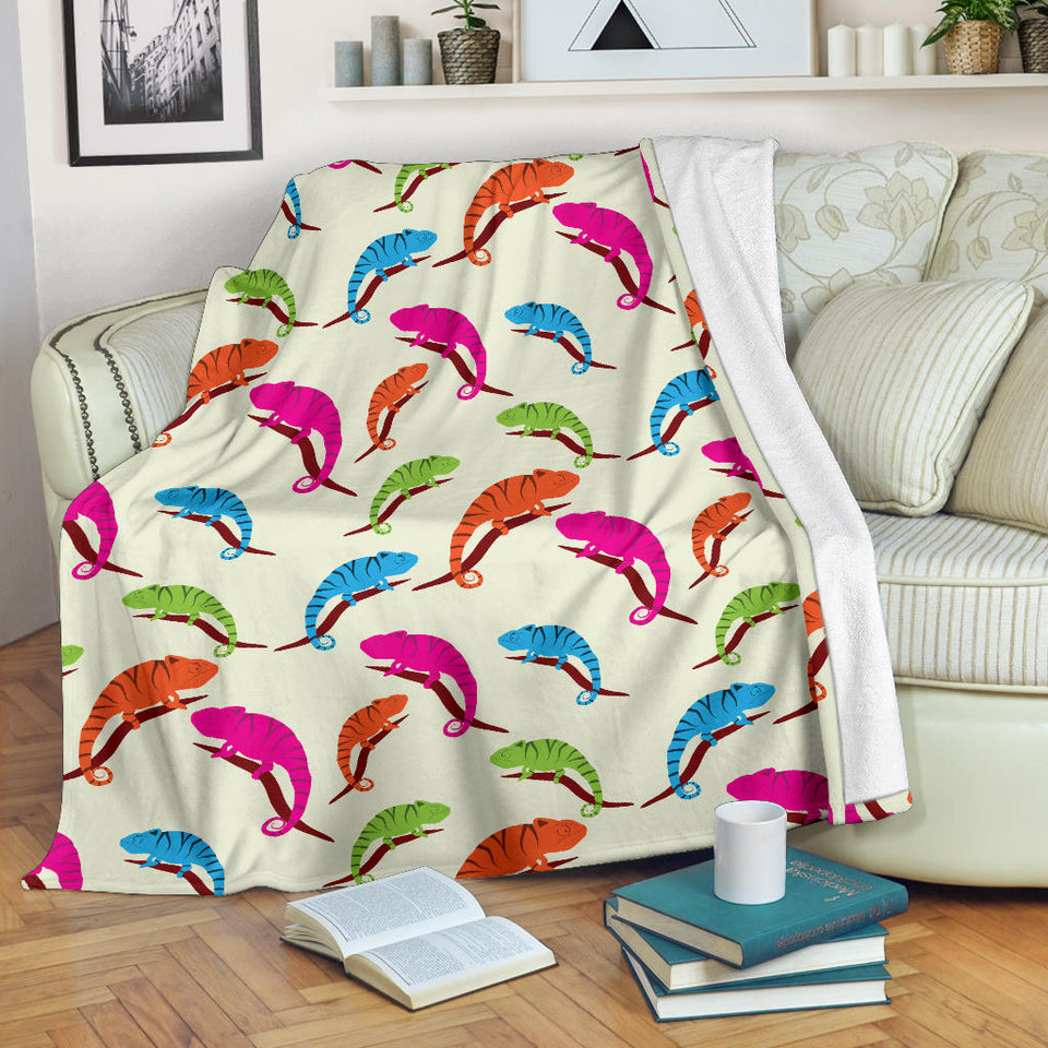 Colorful Chameleon Lizard Pattern Premium Blanket