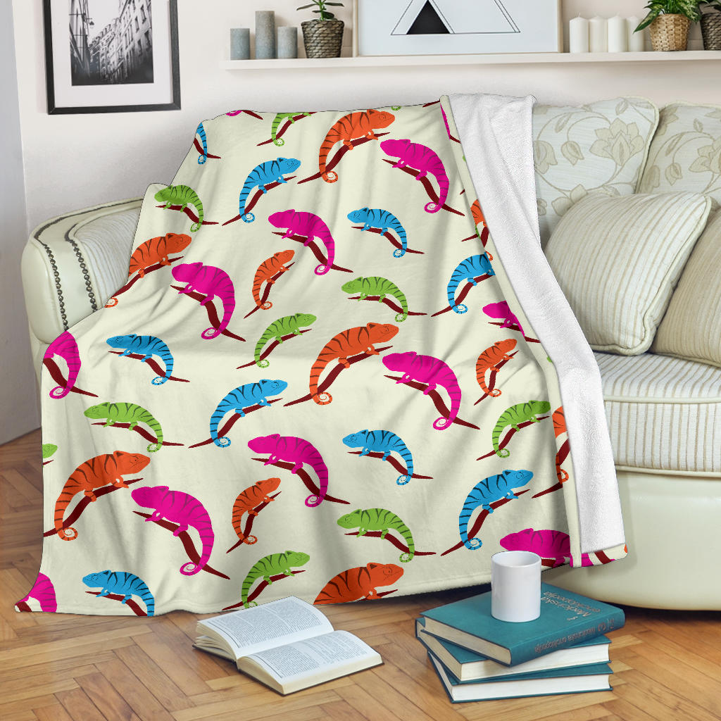 Colorful Chameleon Lizard Pattern Premium Blanket