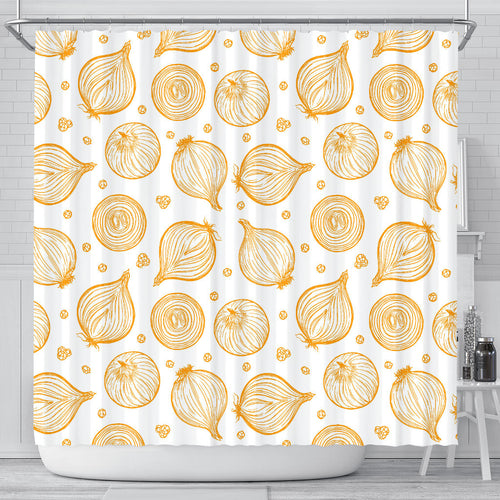 Hand Drawn Onion Pattern Shower Curtain Fulfilled In US