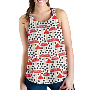 Red mushroom dot pattern Women Racerback Tank Top