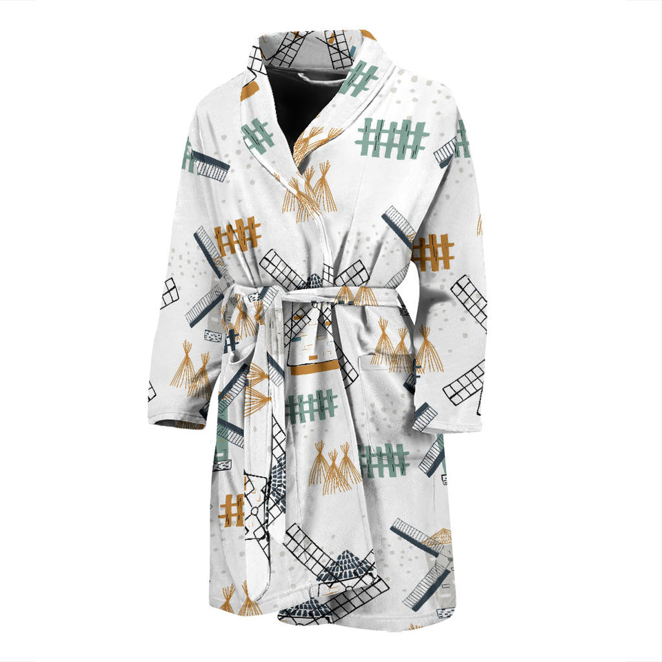 Windmill Pattern Men'S Bathrobe