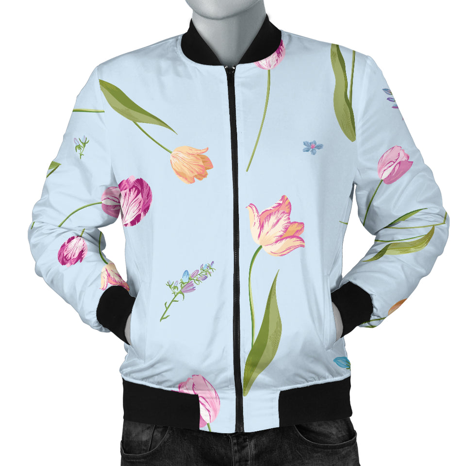 Watercolor Tulips Pattern Men'S Bomber Jacket