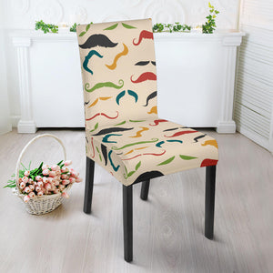 Mustache Beard Pattern Print Design 03 Dining Chair Slipcover