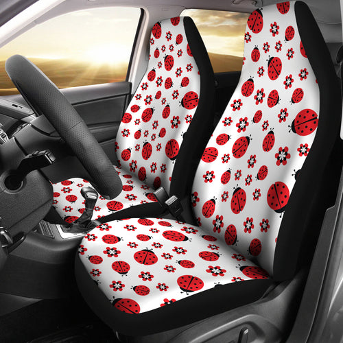 Ladybug Pattern Print Design 04 Universal Fit Car Seat Covers