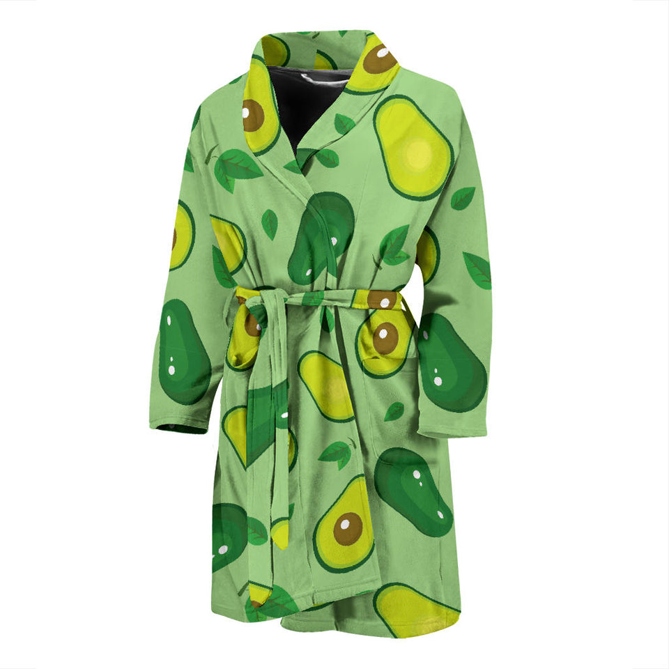 Avocado Pattern Green Background Men'S Bathrobe