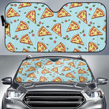 Hand Drawn Pizza Blue Background Car Sun Shade