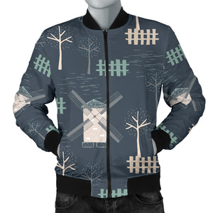 Windmill Tree Pattern Men'S Bomber Jacket