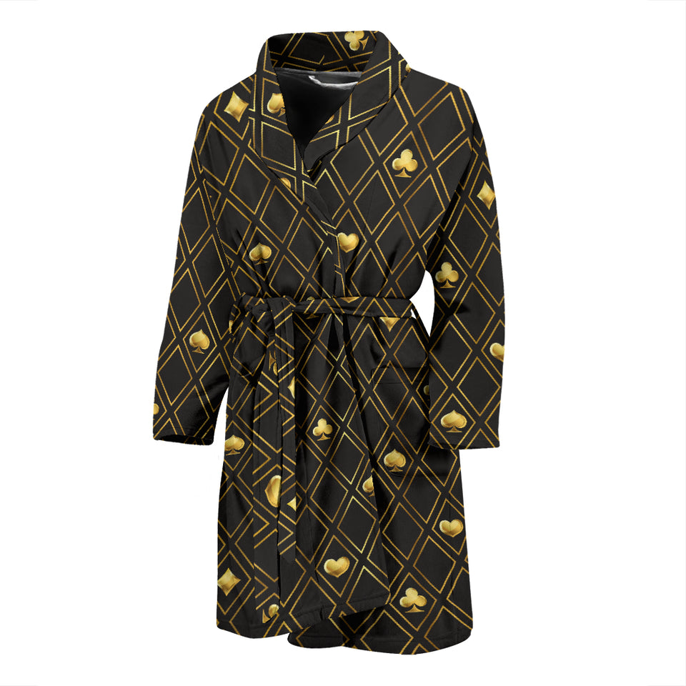 Casino Cards Suits Pattern Print Design 01 Men's Bathrobe