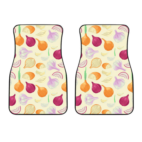 Onion Garlic White Red Pattern Front Car Mats