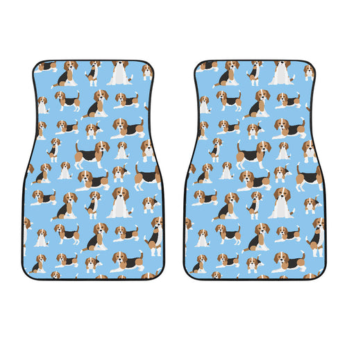 Beagle Dog Blue Background Pattern  Front Car Mats