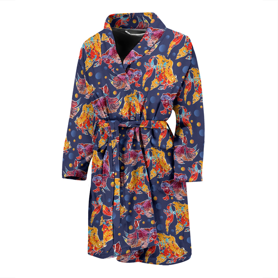 Goldfish Pattern Print Design 05 Men's Bathrobe