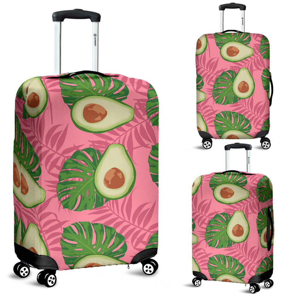 Avocado Slices Leaves Pink Back Ground Luggage Covers