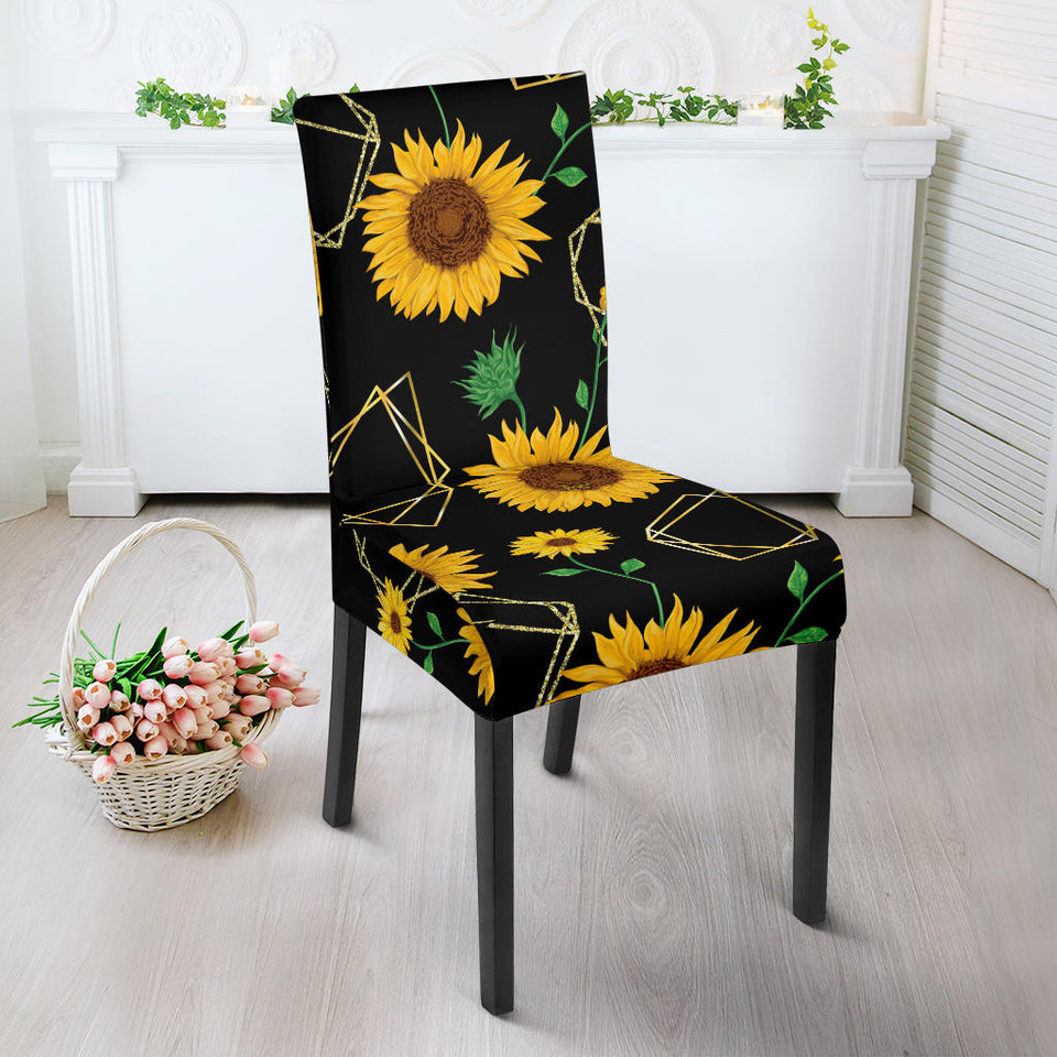 Sunflower Golden Polygonal Shapes Dining Chair Slipcover