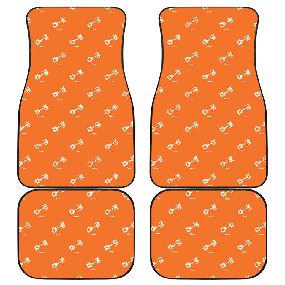Engine Piston Orange Background Pattern Print Design 05 Front and Back Car Mats