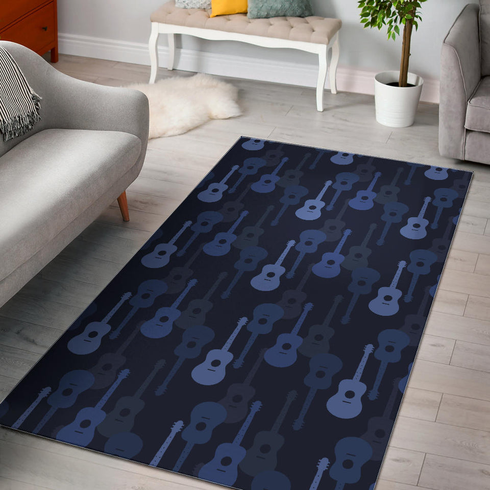 Blue Theme Guitar Pattern Area Rug