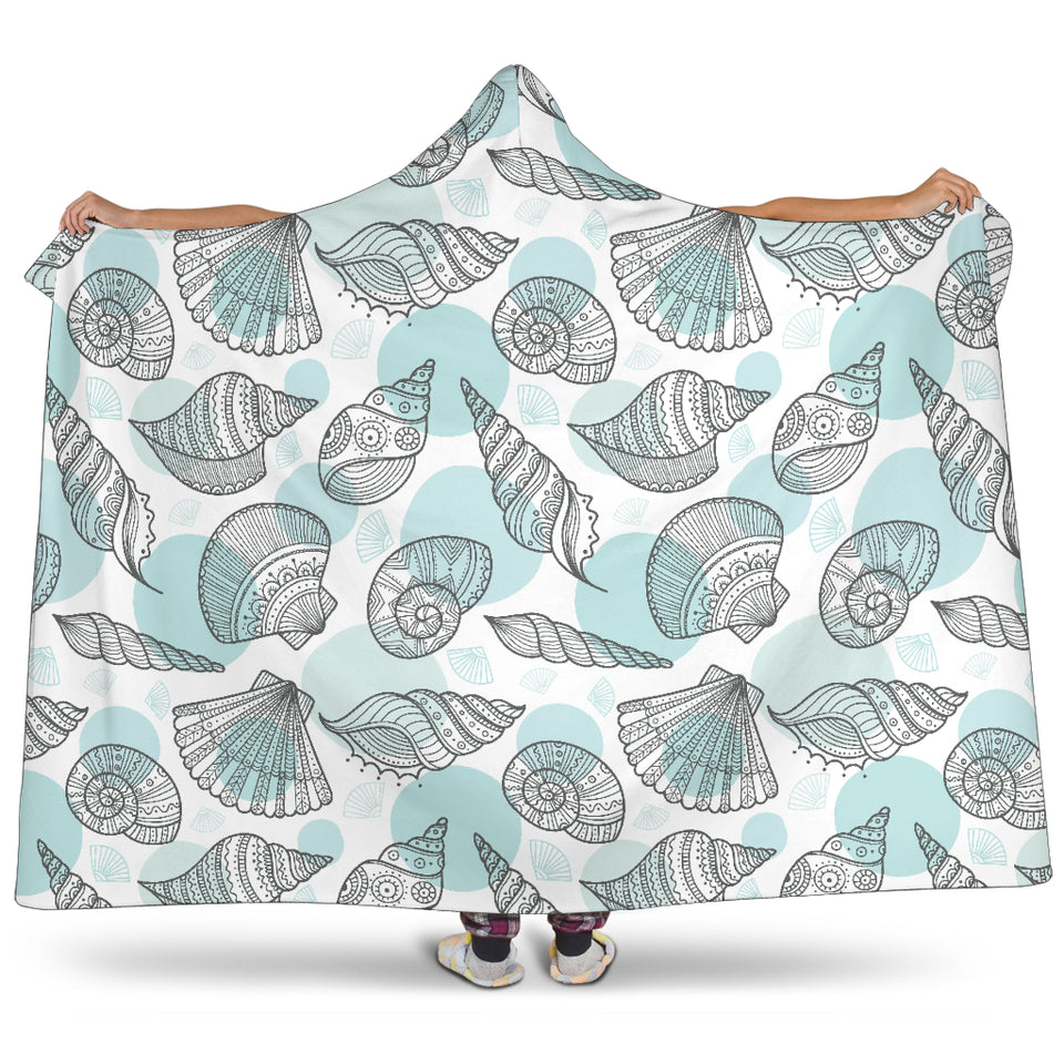 Shell Polynesian Tribal  Hooded Blanket