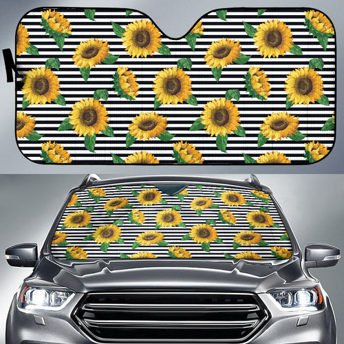 Sunflowers Ribbon Background Car Sun Shade