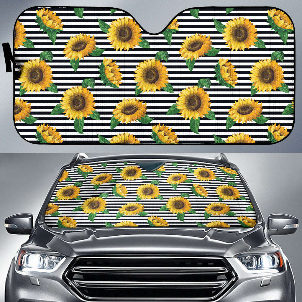 Sunflowers Ribbon Background Car Sun Shade