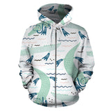 Crocodile Diver Pattern Zip Up Hoodie