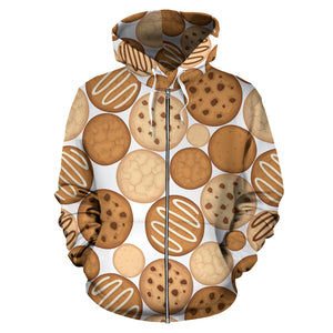 Various Cookie Pattern Zip Up Hoodie