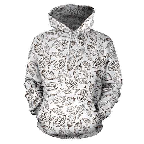 Cocoa Beans Leaves Pattern Men Women Pullover Hoodie