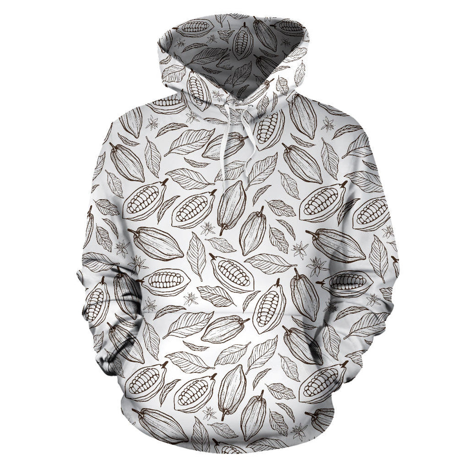 Cocoa Beans Leaves Pattern Men Women Pullover Hoodie