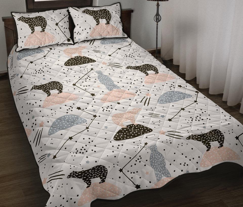 Polar bears star poka dot pattern Quilt Bed Set