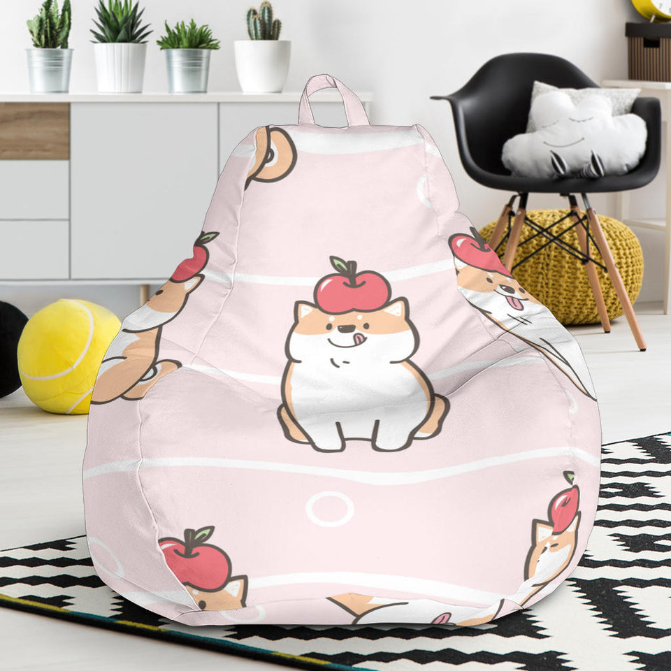 Cute Shiba Inu Dog Apple Pattern Bean Bag Cover