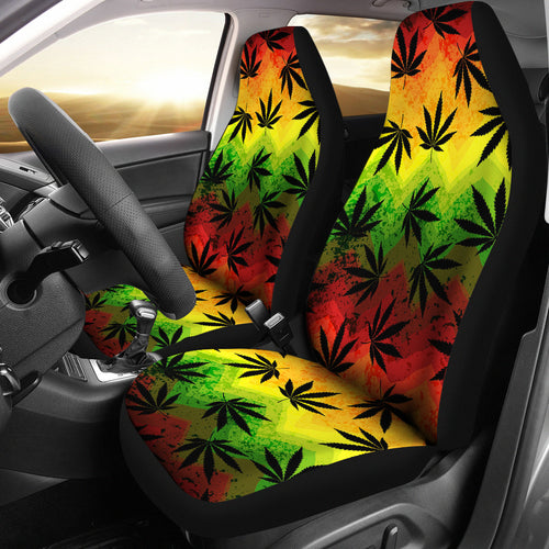 Canabis Marijuana Weed Pattern Print Design 03 Universal Fit Car Seat Covers