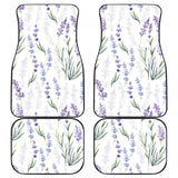 Hand Painting Watercolor Lavender Front And Back Car Mats