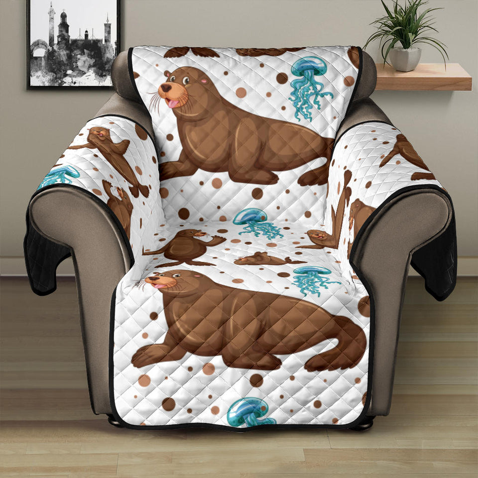 sea lion Seals jellyfish pattern Recliner Cover Protector
