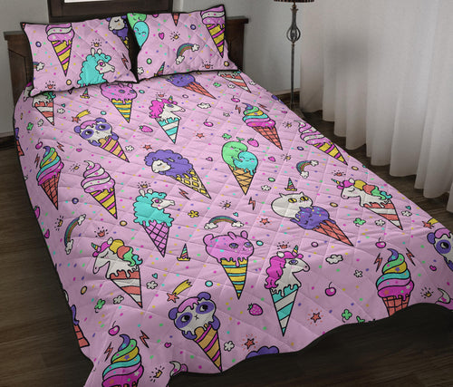 Cute ice cream cone animal pattern Quilt Bed Set