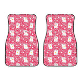 Maneki Neko Lucky Cat Sakura Pink Background Front Car Mats