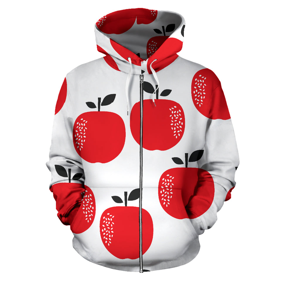 Red Apples White Background Zip Up Hoodie