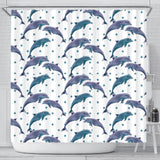 Dolphins Pattern Dotted Background Shower Curtain Fulfilled In US