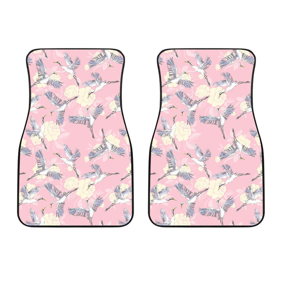 Japanese Crane Rose Pattern Front Car Mats