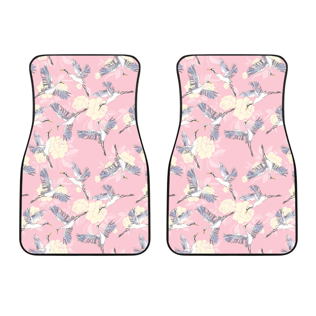 Japanese Crane Rose Pattern Front Car Mats