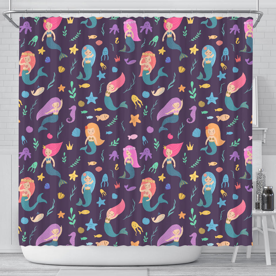 Beautiful Mermaid Fish Jellyfish Algae Other Marine World Shower Curtain Fulfilled In US