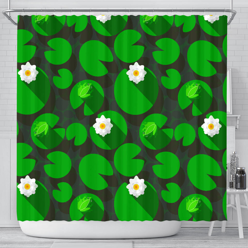 Frog Waterlily Pattern Shower Curtain Fulfilled In US