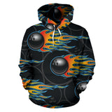 Bowling Balls Flame Pattern Men Women Pullover Hoodie