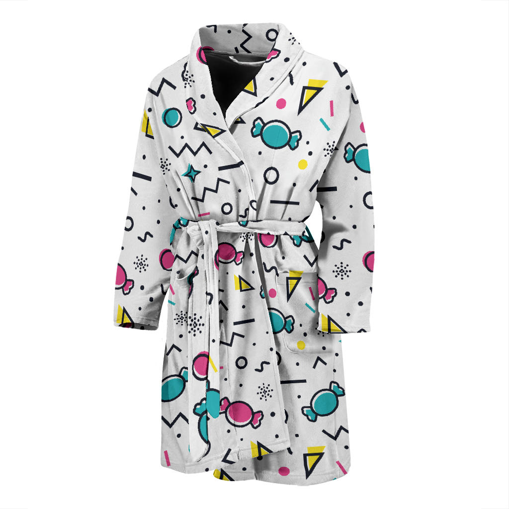 Candy Design Pattern Men'S Bathrobe