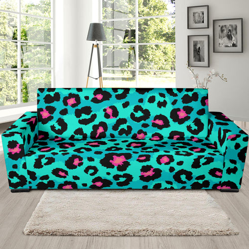 Green Leopard Skin Print Pattern Sofa Slipcover