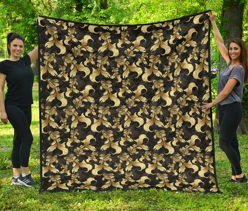 Goldfish Pattern Print Design 01 Premium Quilt
