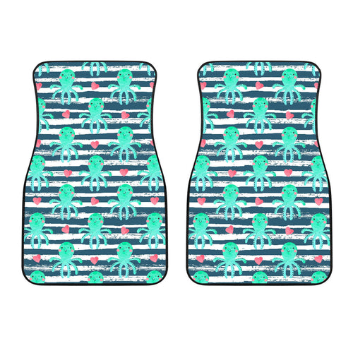 Cute Octopuses Heart Striped Background Front Car Mats