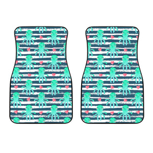 Cute Octopuses Heart Striped Background Front Car Mats